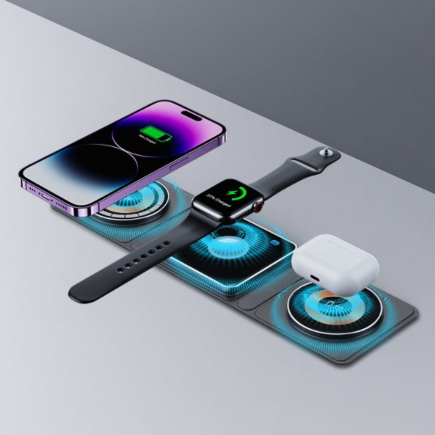 Stație Încărcare Wireless 3-în-1 pentru iPhone, Apple Watch și AirPods