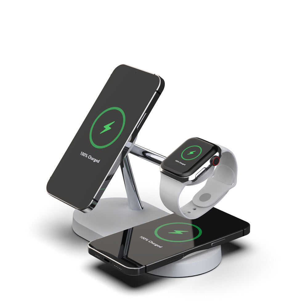 Stație Încărcare Wireless Magnetică 5-în-1 cu Lampă Noapte