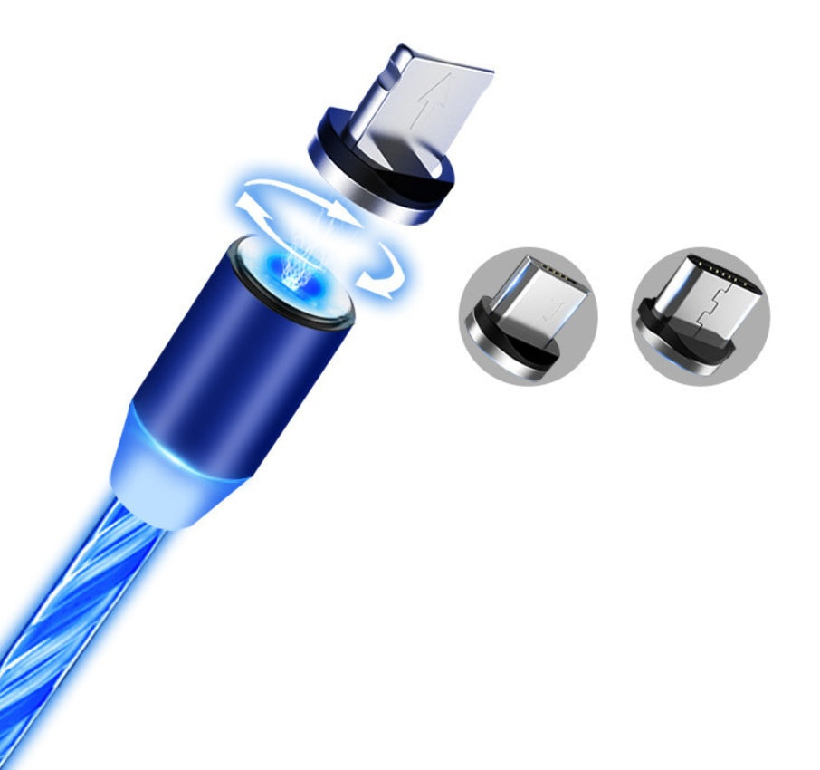 Cablu Magnetic LED compatibil iPhone, Android, Type-C