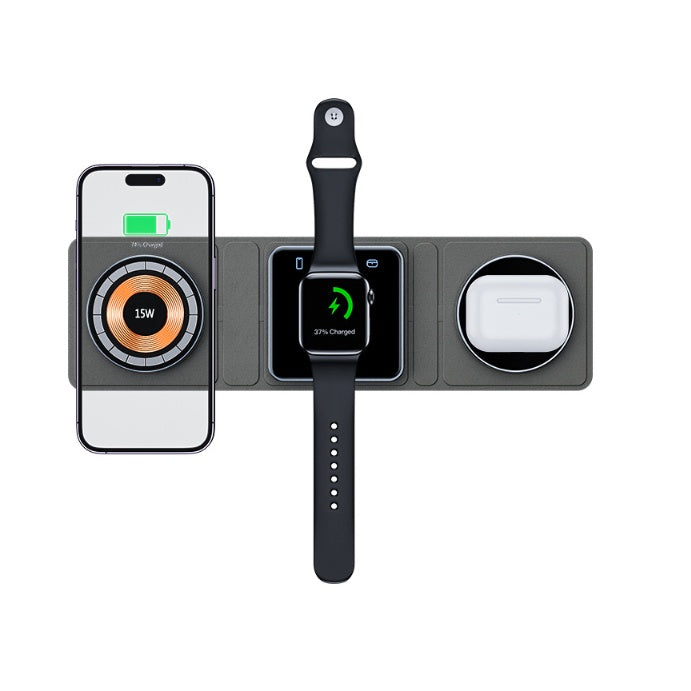 Stație Încărcare Wireless 3-în-1 pentru iPhone, Apple Watch și AirPods