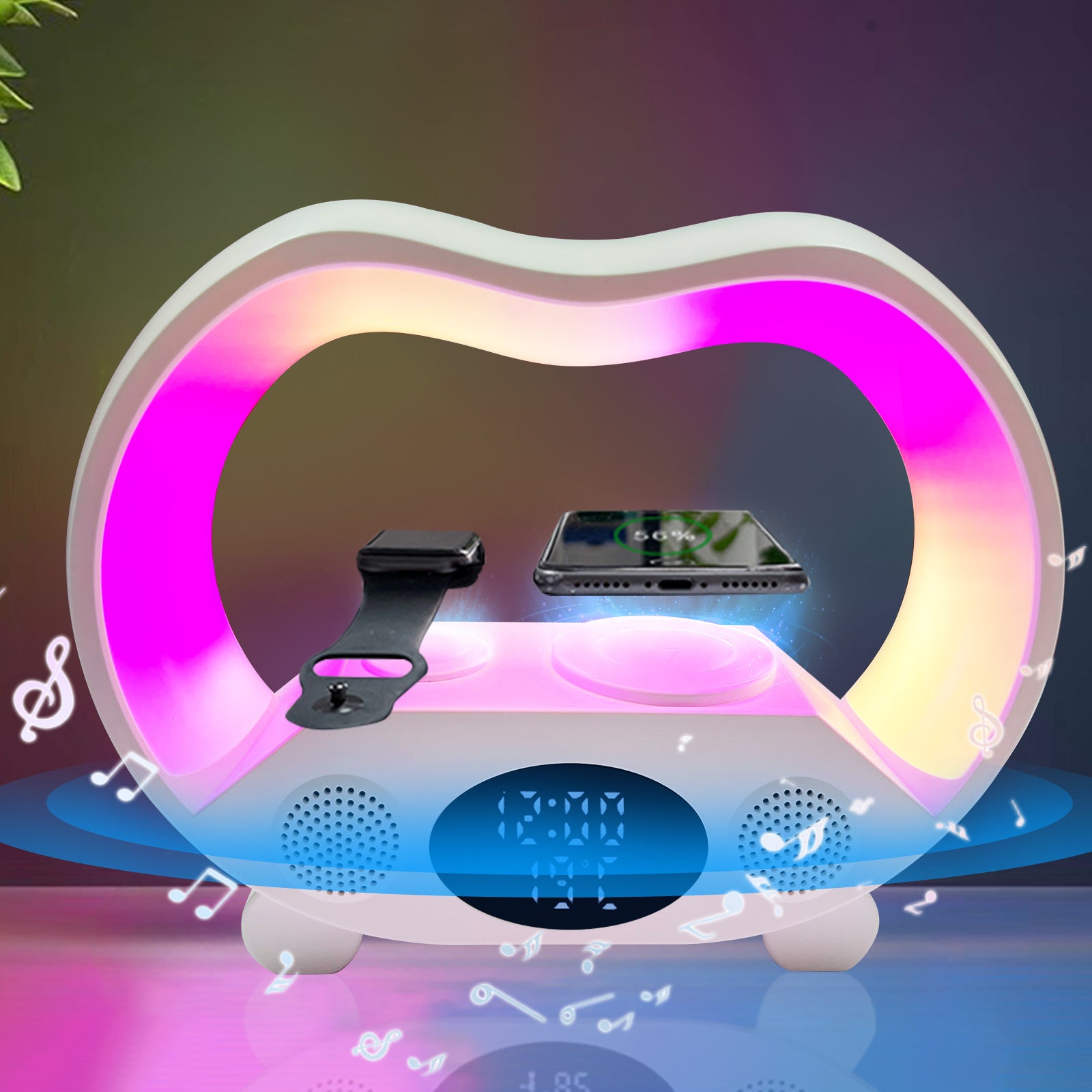 Lampă LED 6 în 1 cu Încărcare Wireless, Bluetooth și Telecomandă