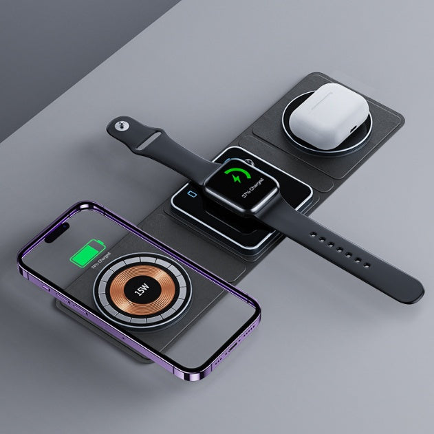 Stație Încărcare Wireless 3-în-1 pentru iPhone, Apple Watch și AirPods